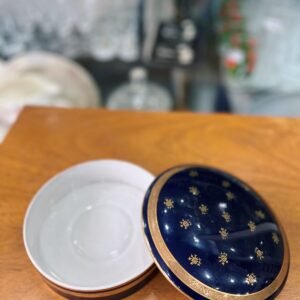 Cofre azul cobalto con oro porcelana Francesa Limoges