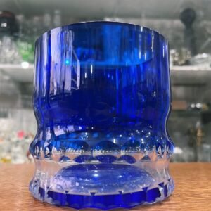 Gran hielera de cristal tallado azul