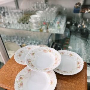 Set de 4 platos hondos porcelana checoslovaca shabby chic “Altrohlau”
