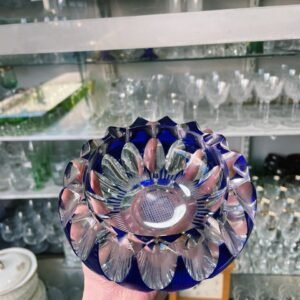 Gran cenicero cristal súper tallado azul