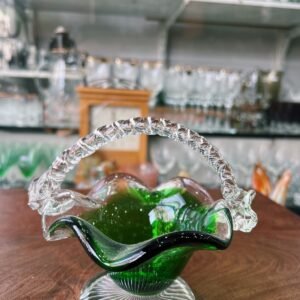Canasta de cristal de murano verde