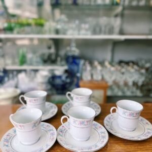 Set de 5 dúos de té de porcelana