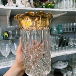Florero de vidrio prensado con dorado