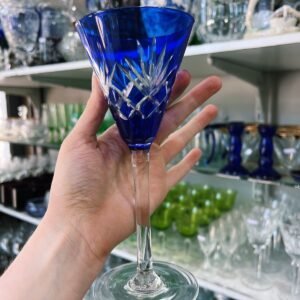 Copa de cristal súper tallado azul estilo Baccarat