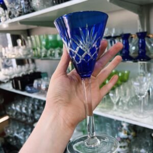 Copa de cristal súper tallado azul estilo Baccarat