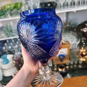 Copón de cristal súper tallado azul