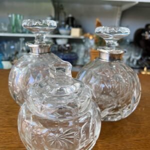Set de perfumero de cristal súper tallado con pico de plata 925