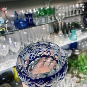 Gran cenicero cristal súper tallado azul