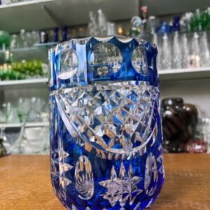 Florero de cristal súper tallado azul