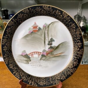 Plato de porcelana tsuji pintado a mano con oro