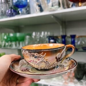 Duo de té de porcelana japonesa pintada a mano