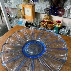Centro de mesa o frutera de vidrio azul