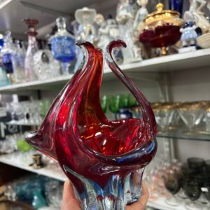 Exquisito centro de mesa de cristal de murano italiano de 2 colores