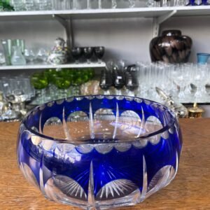 Centro de mesa de cristal súper tallado azul