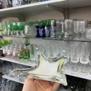 Despojador de cristal de murano blanco con verde