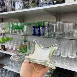 Despojador de cristal de murano blanco con verde