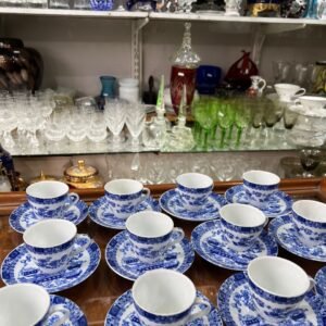 Juego de 12 dúos de café porcelana tsuji old blue