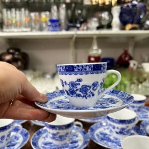 Juego de 12 dúos de café porcelana tsuji old blue