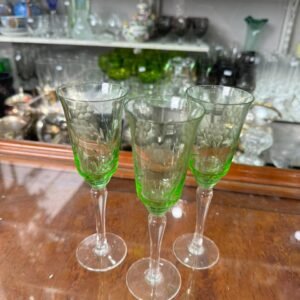 Set de 3 copas de cristal verdes