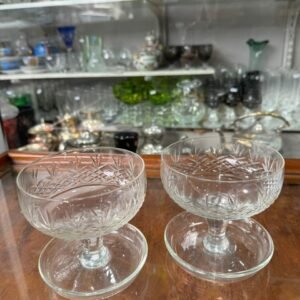 Set de 2 copas de postre o pomeleras de cristal súper tallado