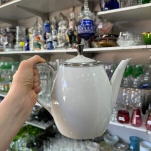 Tetera porcelana verbano con guarda de plata