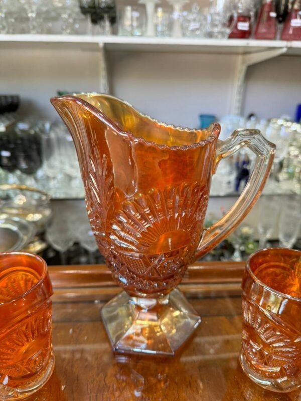 Set de jarra con 4 vasos carnival glass - Image 6