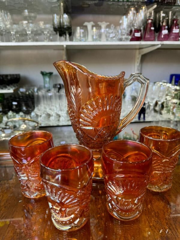 Set de jarra con 4 vasos carnival glass - Image 5