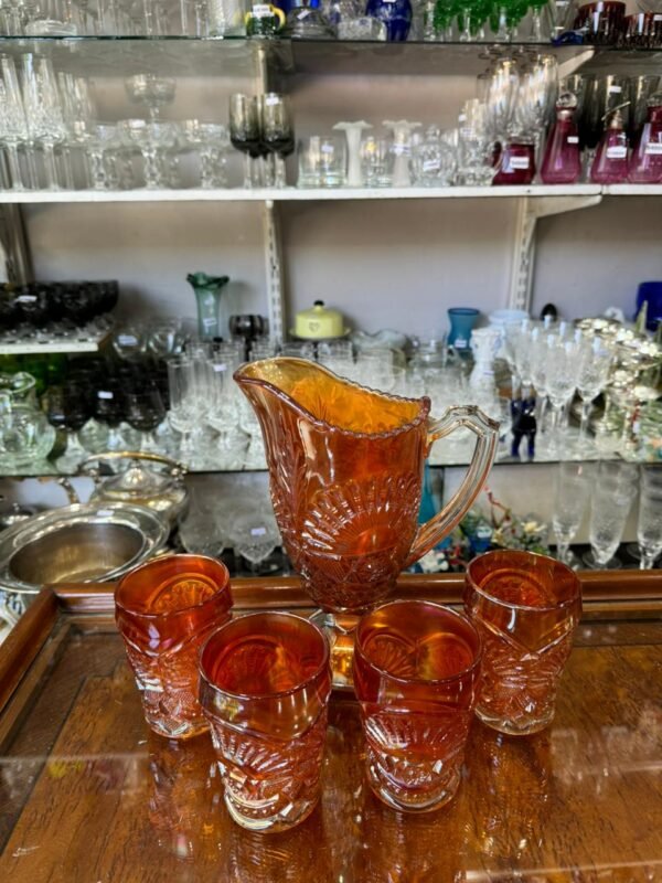 Set de jarra con 4 vasos carnival glass - Image 4