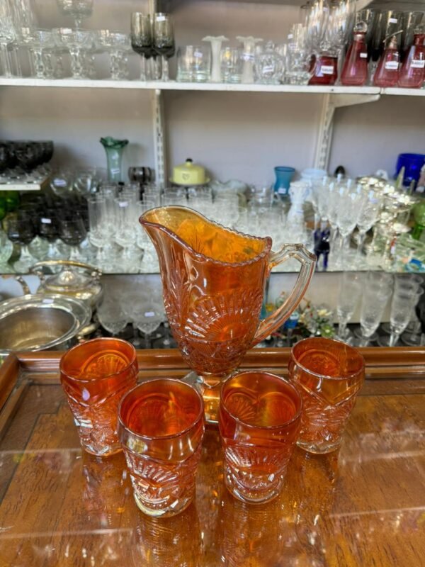 Set de jarra con 4 vasos carnival glass - Image 3