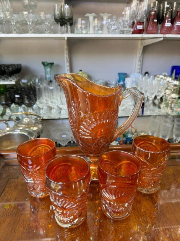 Set de jarra con 4 vasos carnival glass - Image 2