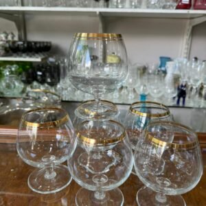 Juego de 6 copas de cristal con oro para cognac