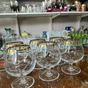 Juego de 6 copas de cristal con oro para cognac