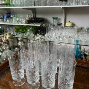 Juego de 12 copas de cristal súper tallado para champagne