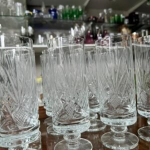 Juego de 12 copas de cristal súper tallado para champagne