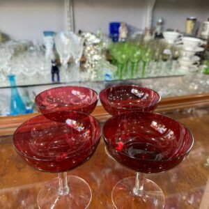 Set de 4 copas de cristal rubí para brindis o postre