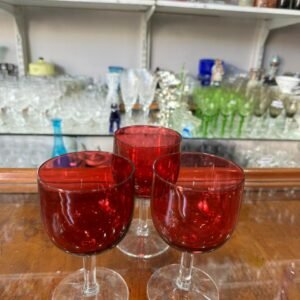 Set de 3 copas de cristal rubí para vino