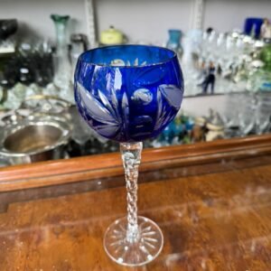 Copón de cristal súper tallado azul estilo Baccarat