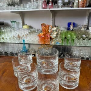 Juego de hielera con 6 vasos de cristal para whisky