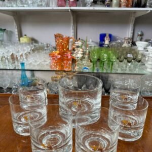 Juego de hielera con 6 vasos de cristal para whisky