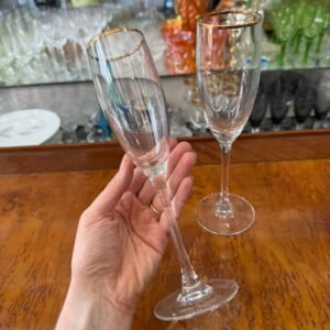 Set de 2 copas para champagne cristal guarda en oro