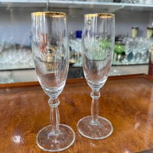 Set de 2 copas de cristal con oro para champagne