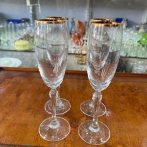 Set de 4 copas de cristal con oro para champagne