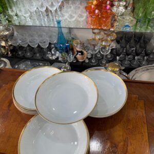 Juego de 12 platos hondos porcelana verbano con oro