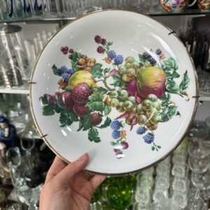 Plato de porcelana diseño frutal con soporte para colgar