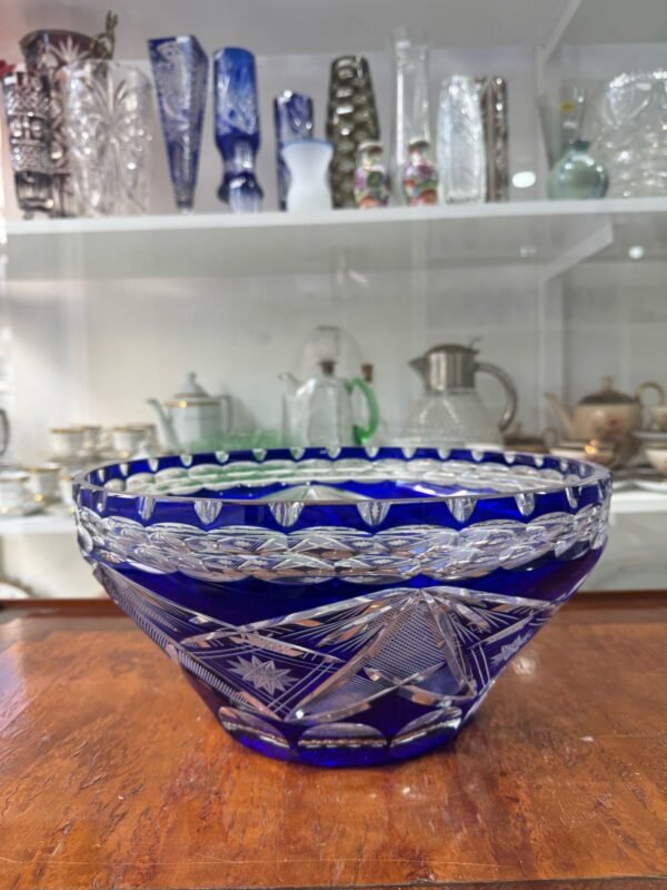 Gran centro de mesa de cristal súper tallado azul - Image 2