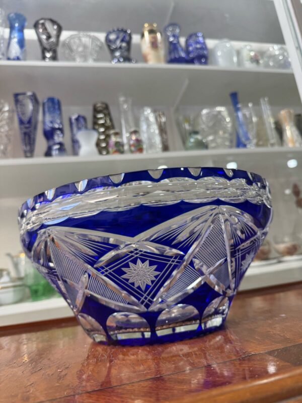 Gran centro de mesa de cristal súper tallado azul - Image 3
