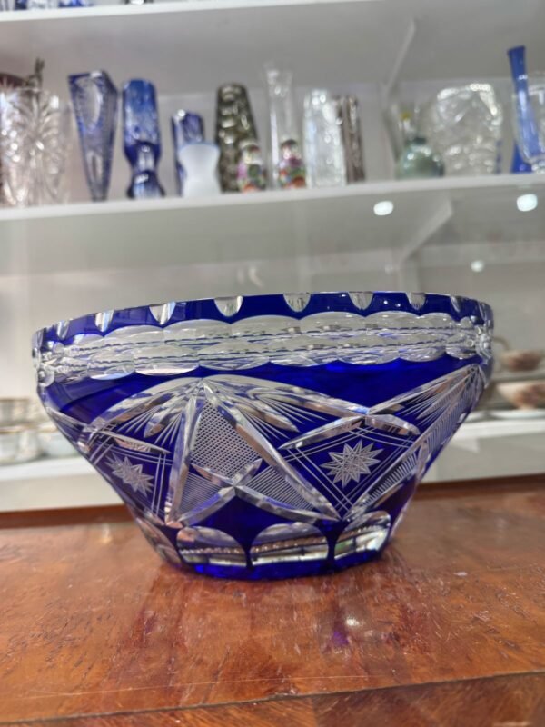 Gran centro de mesa de cristal súper tallado azul - Image 6