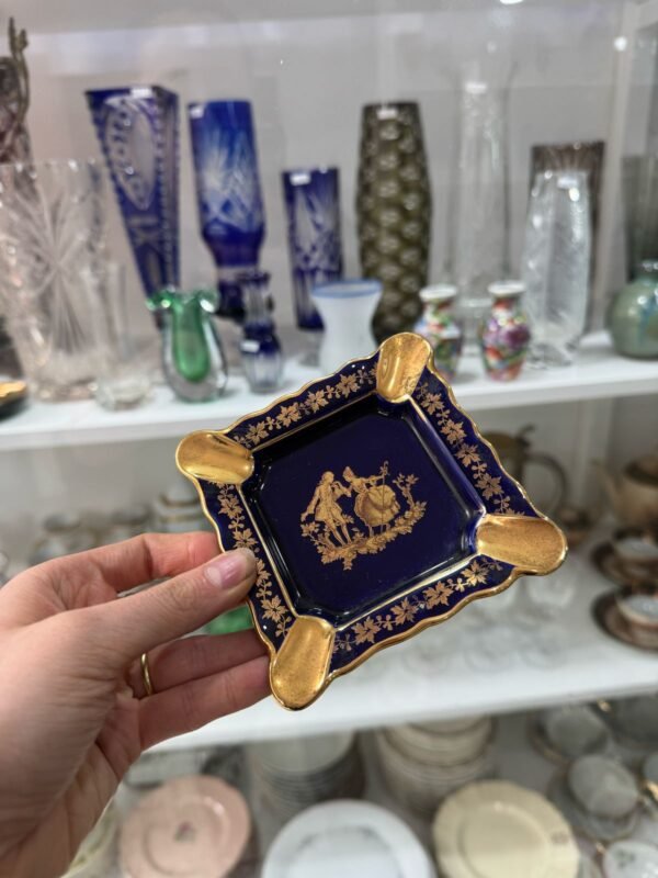 Cenicero LIMOGES azul cobalto con oro