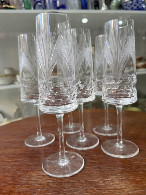Juego de 6 copas para champagne cristal súper tallado - Image 6