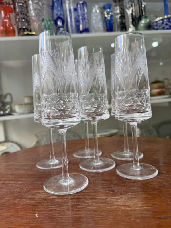 Juego de 6 copas para champagne cristal súper tallado